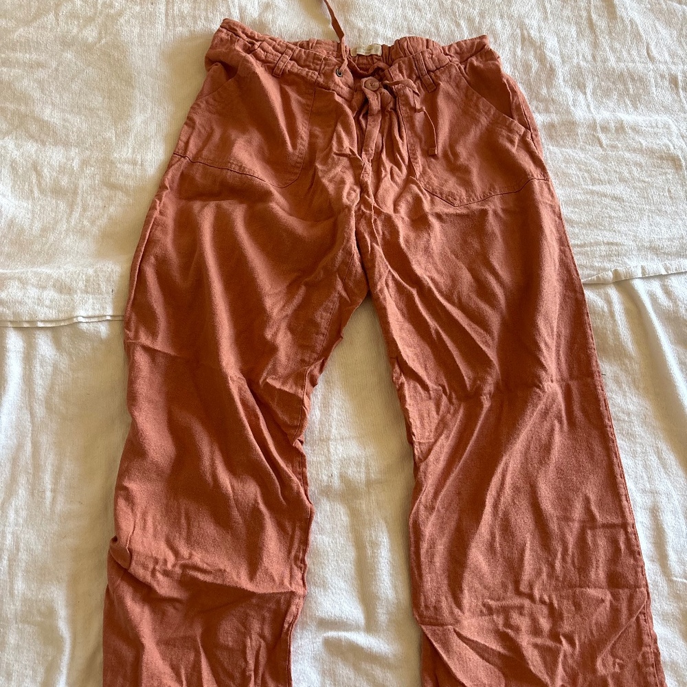 Orange linen pants